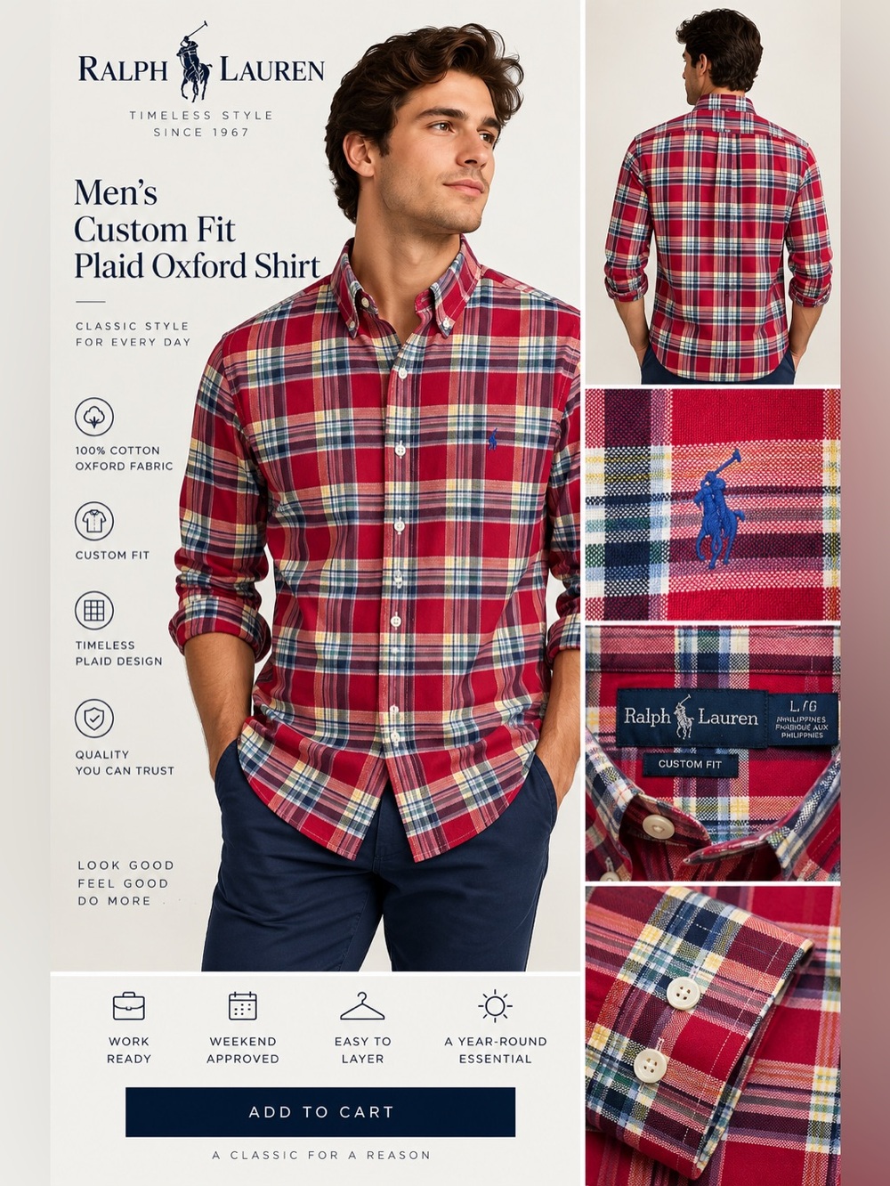 Ralph Lauren Magenta & Blue Plaid Button-Down Shirt